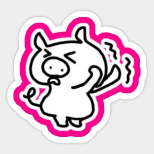 Hesitant Boo the kawaii pig. Sticker